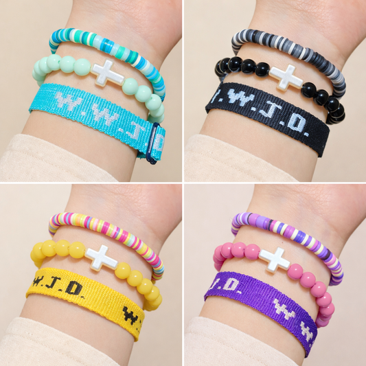 WWJD Bracelet Set – Christian Cross Faith Bracelets