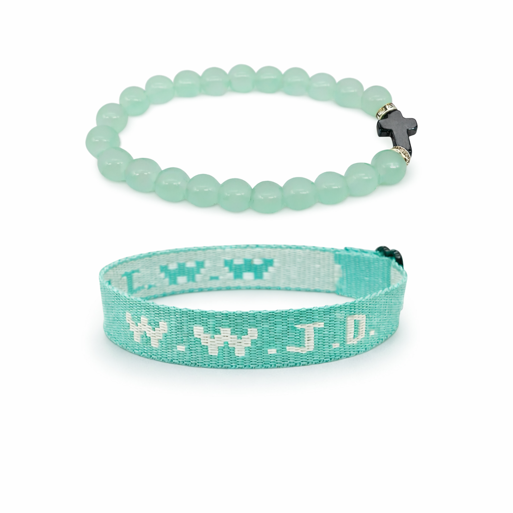 WWJD Faith Bracelet Set – Cross & What Would Jesus Do