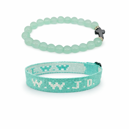 WWJD Faith Bracelet Set – Cross & What Would Jesus Do