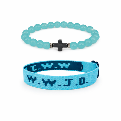 WWJD Faith Bracelet Set – Cross & What Would Jesus Do