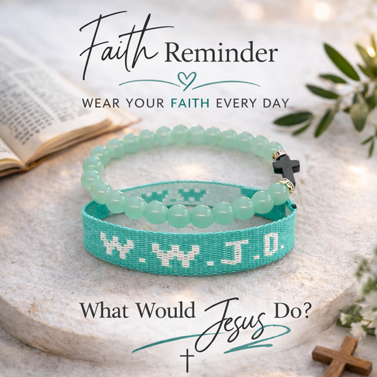 WWJD Faith Bracelet Set – Cross & What Would Jesus Do