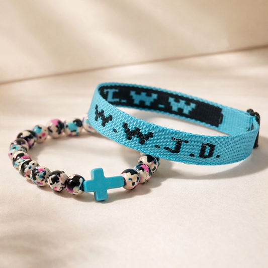 WWJD Cross Bracelet Set – Salmos 46:5