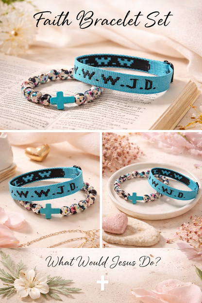 WWJD Cross Bracelet Set – Salmos 46:5